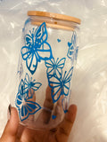 Blue Butterfly Glass Cup